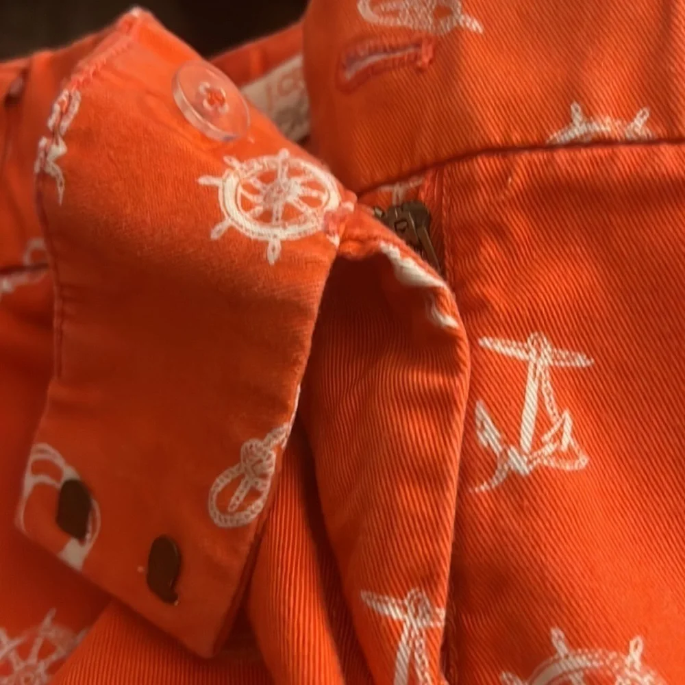 J. Crew 100% Cotton Chino Broken-In Nautical Print coral shorts women’s Sz‎ 6